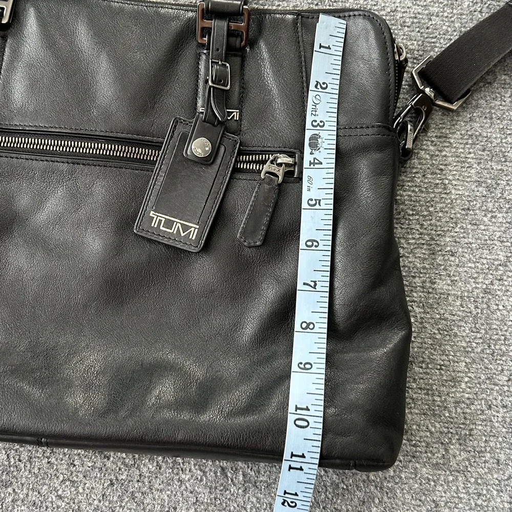 Tumi Dover Slim Leather Briefcase 68516D Black Laptop Bag Business Work